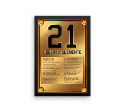 Retire 21. Tribute To Roberto Clemente. Enhanced Matte Paper Framed Poster