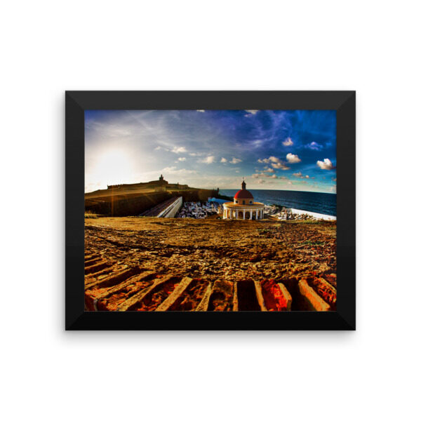 Sunset Over Old San Juan. Enhanced Matte Paper Framed Poster