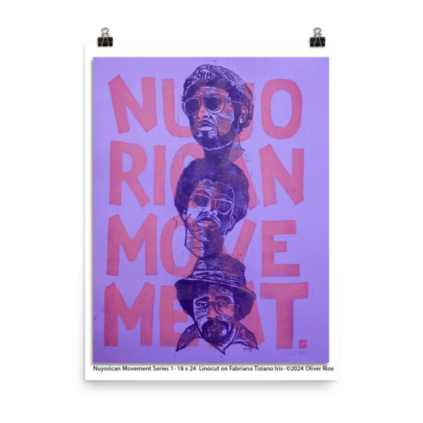 Nuyorican Movement Series 1 - 18 x 24  Linocut on Fabriano Tiziano Iris. 1 of 1 ©2024 Oliver Rios