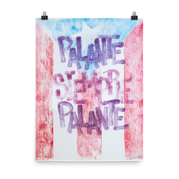 Palante Siempre Palante - 18 x 24 Ghost Monoprint on Canson Paper. 1 of 1 ©2024 Oliver Rios - SOLD